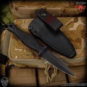 George Knives Galvo Dagger - Black/Tephra G10 w/Leather Sheath