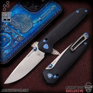 Tactile Knife Co: Maverick - Stonewashed/Black Micarta Monkey Edge FRAG Pattern