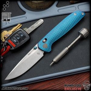 Tactile Knife Co: Maverick - Titanium Two-Tone Blue Monkey Edge FRAG Pattern